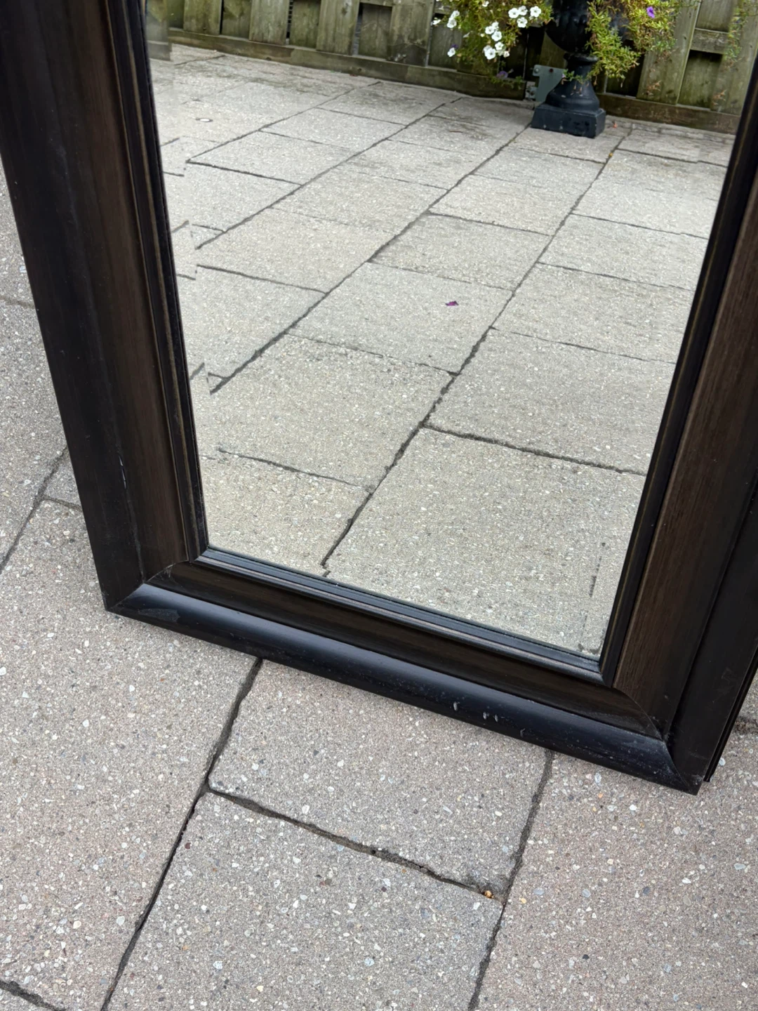 Wall mirror with dark wood-tone frame very little used ! - photo 4