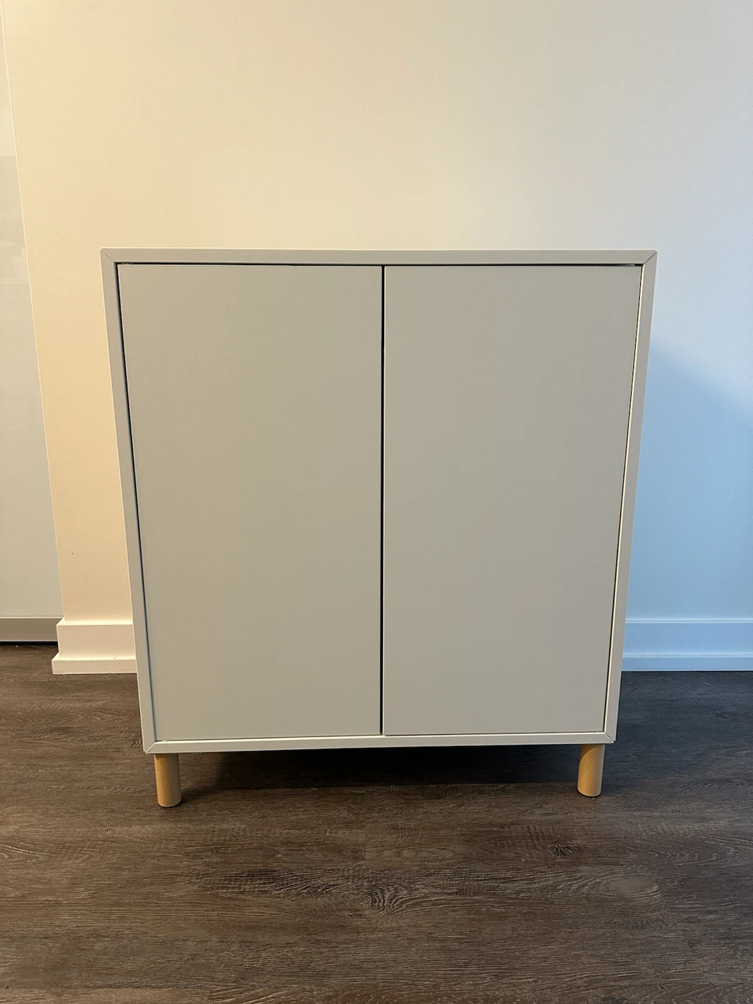 IKEA White Storage Cabinet with Wooden Legs