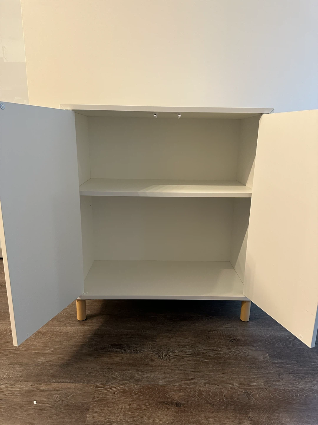 IKEA White Storage Cabinet with Wooden Legs - photo 2