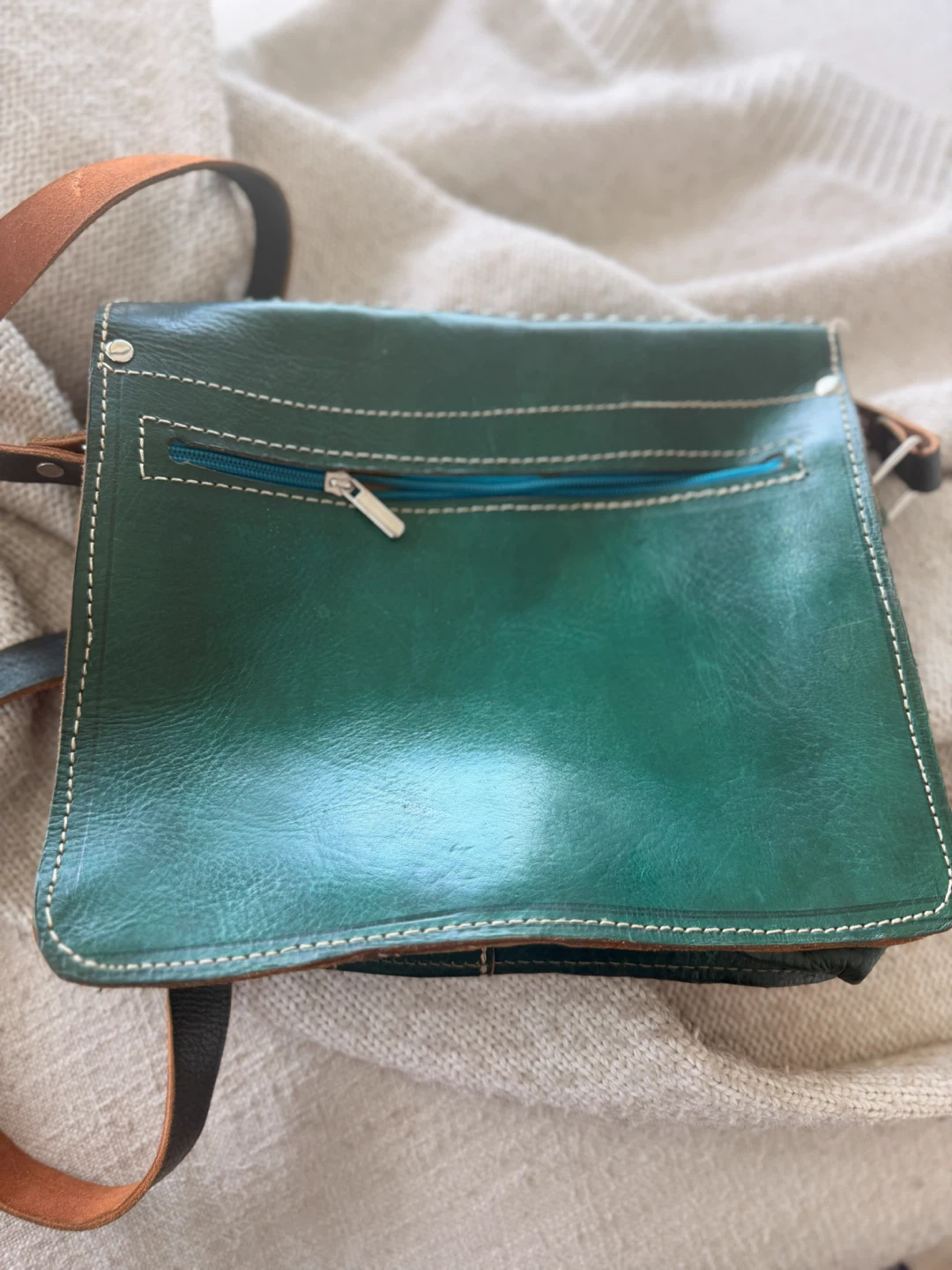Moroccan Green leather crossbody bag with studded details - photo 2