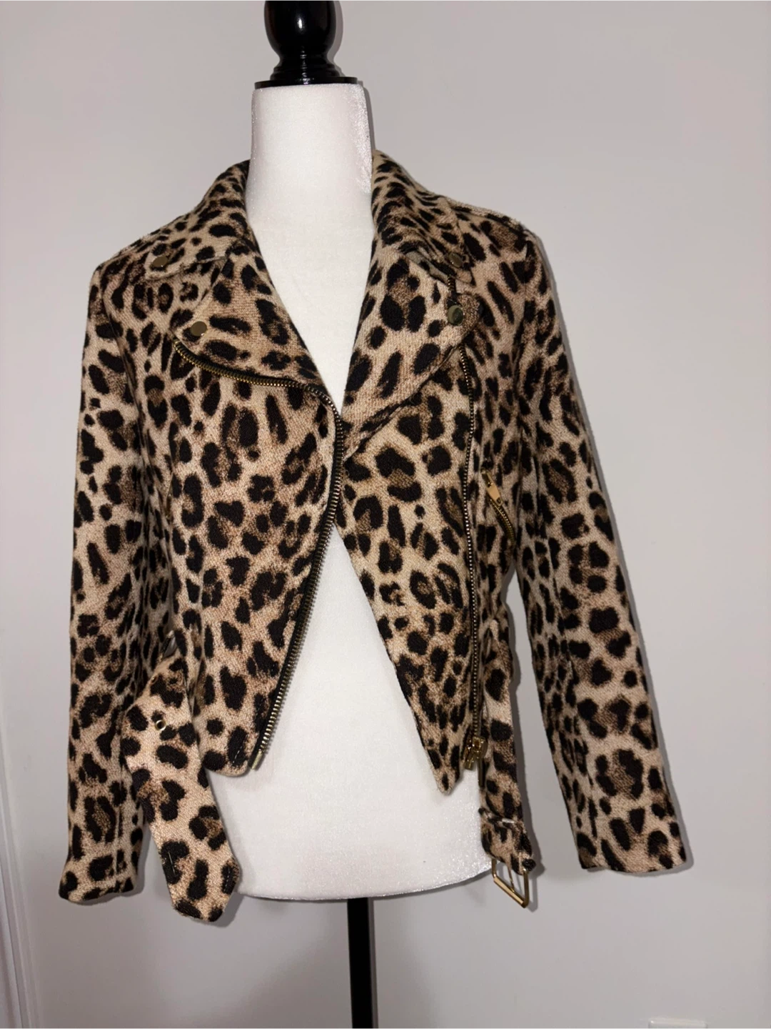M - ZARA Leopard Print Moto Jacket