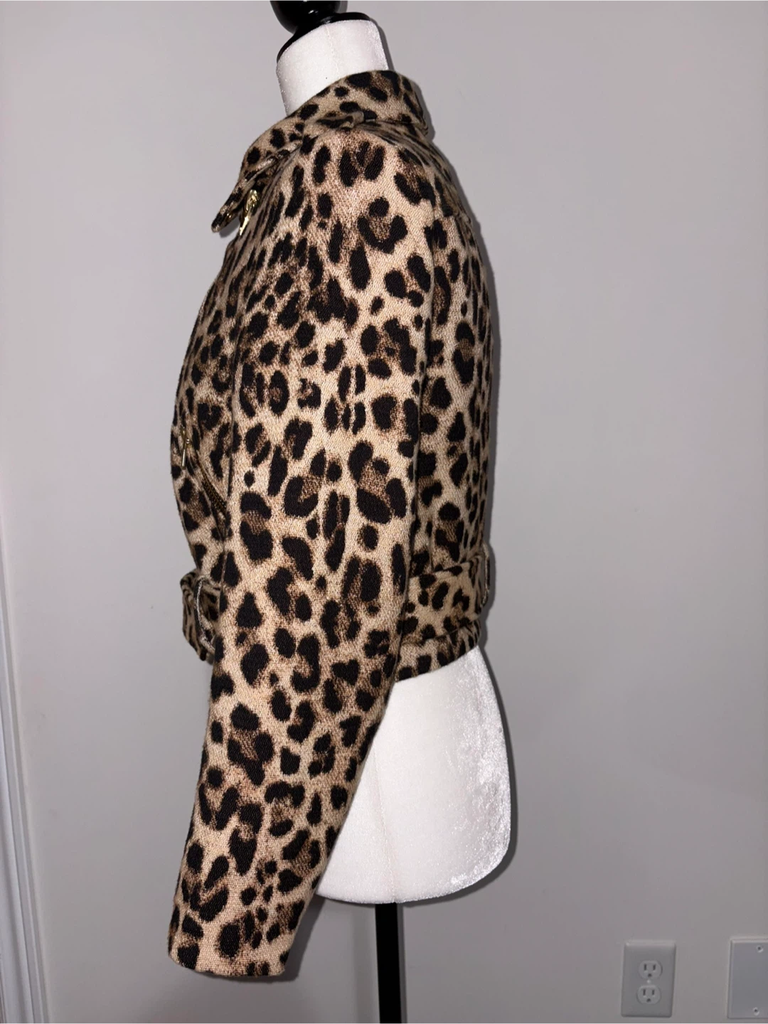 M - ZARA Leopard Print Moto Jacket - photo 4