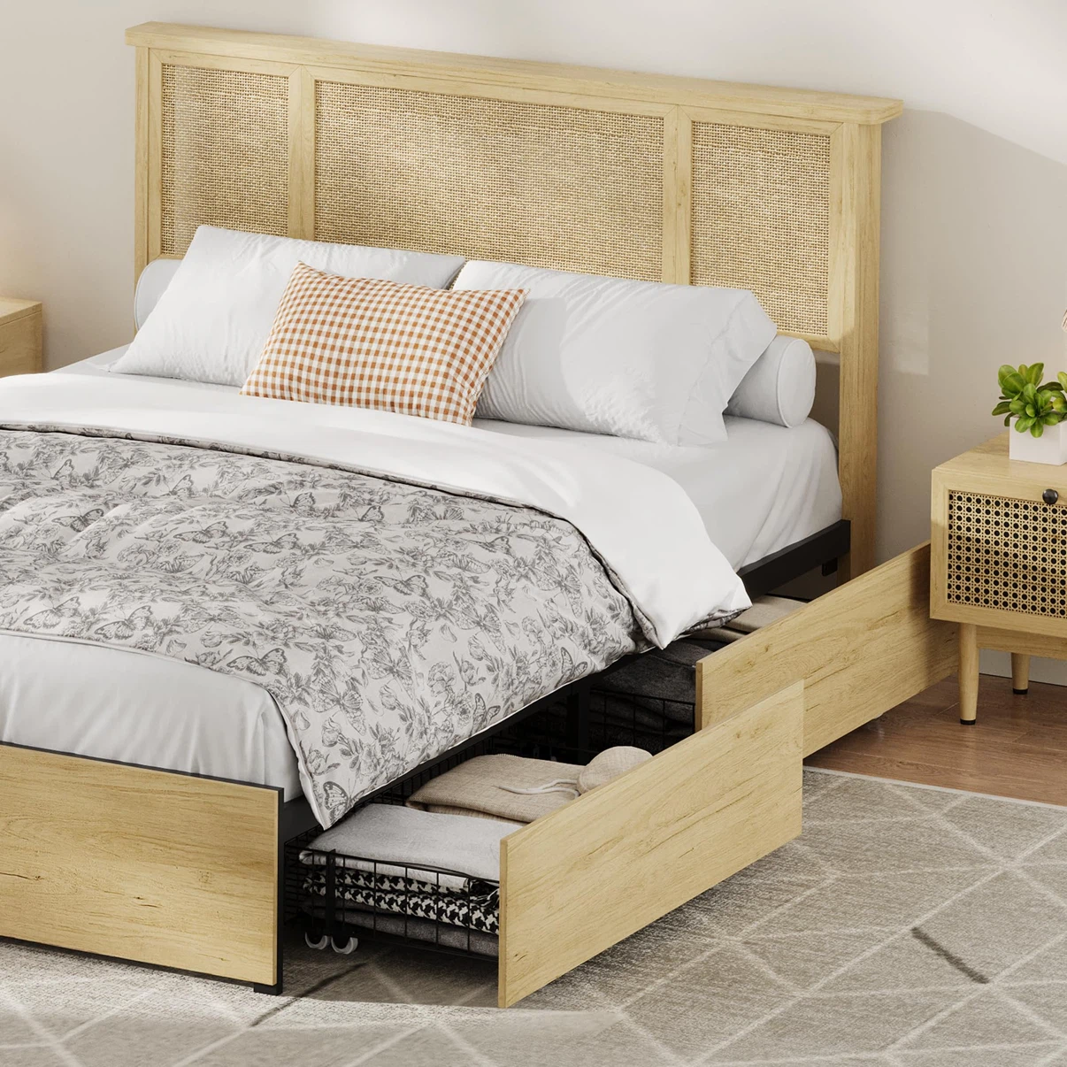 Full/Double Bed Frame with Headboard and Drawers