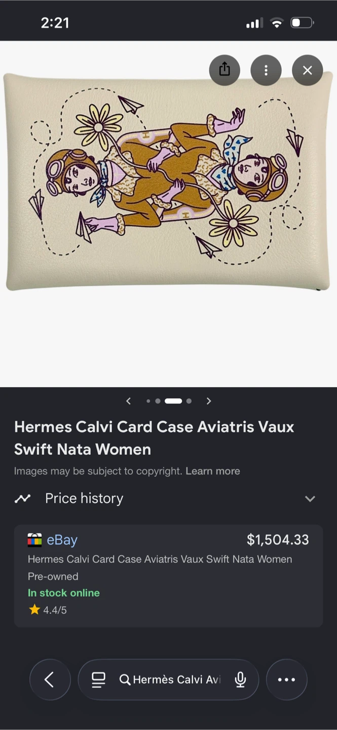 TITLE: Hermès Calvi Aviatrice Card Holder – Nata Swift Leather
