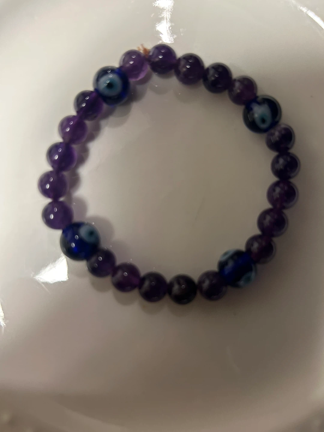Amethyst and Evil Eye Bead Bracelet