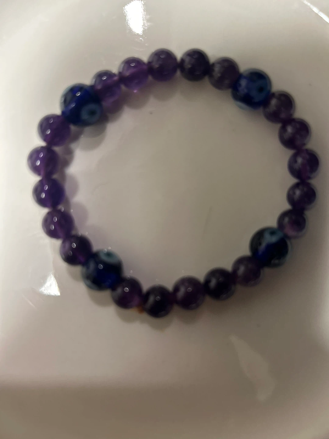 Amethyst and Evil Eye Bead Bracelet - photo 2