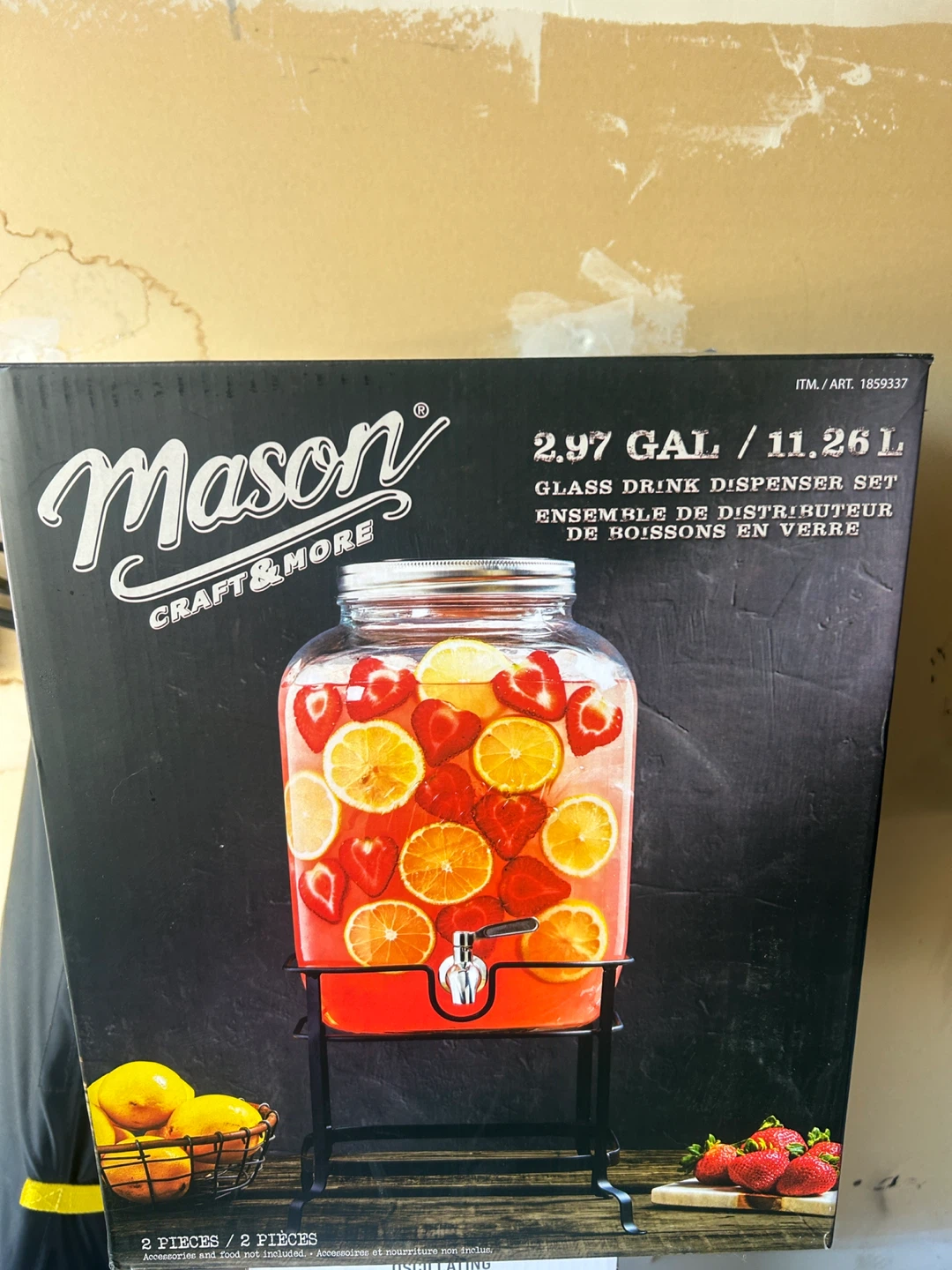 Mason Craft & More 11.26L Glass Drink Dispenser Set