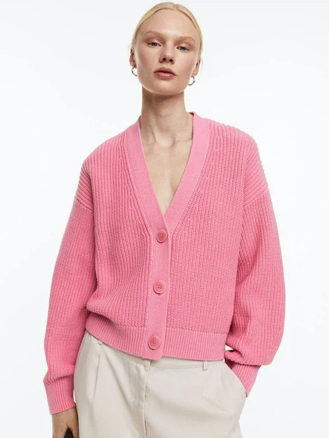 H&M Pink Knit Button-Up Cardigan