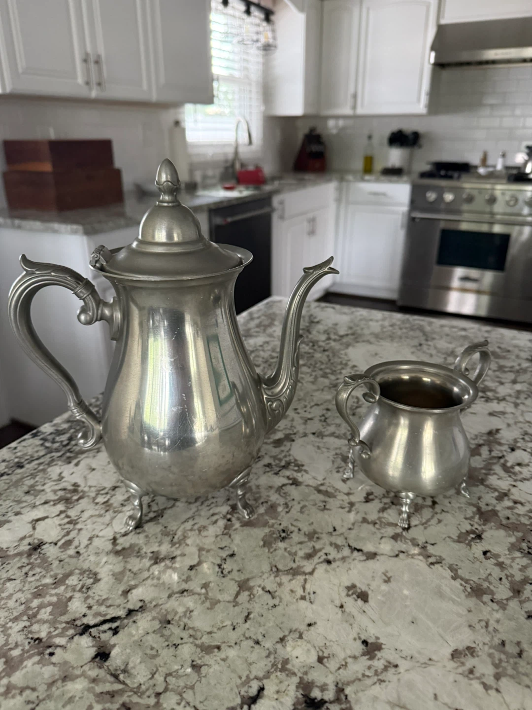 Pewter Tea/Coffee Pot with sugar bowl