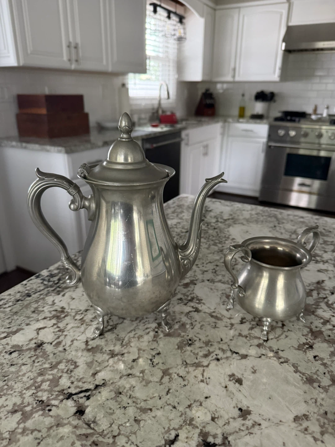 Pewter Tea/Coffee Pot with sugar bowl - photo 2