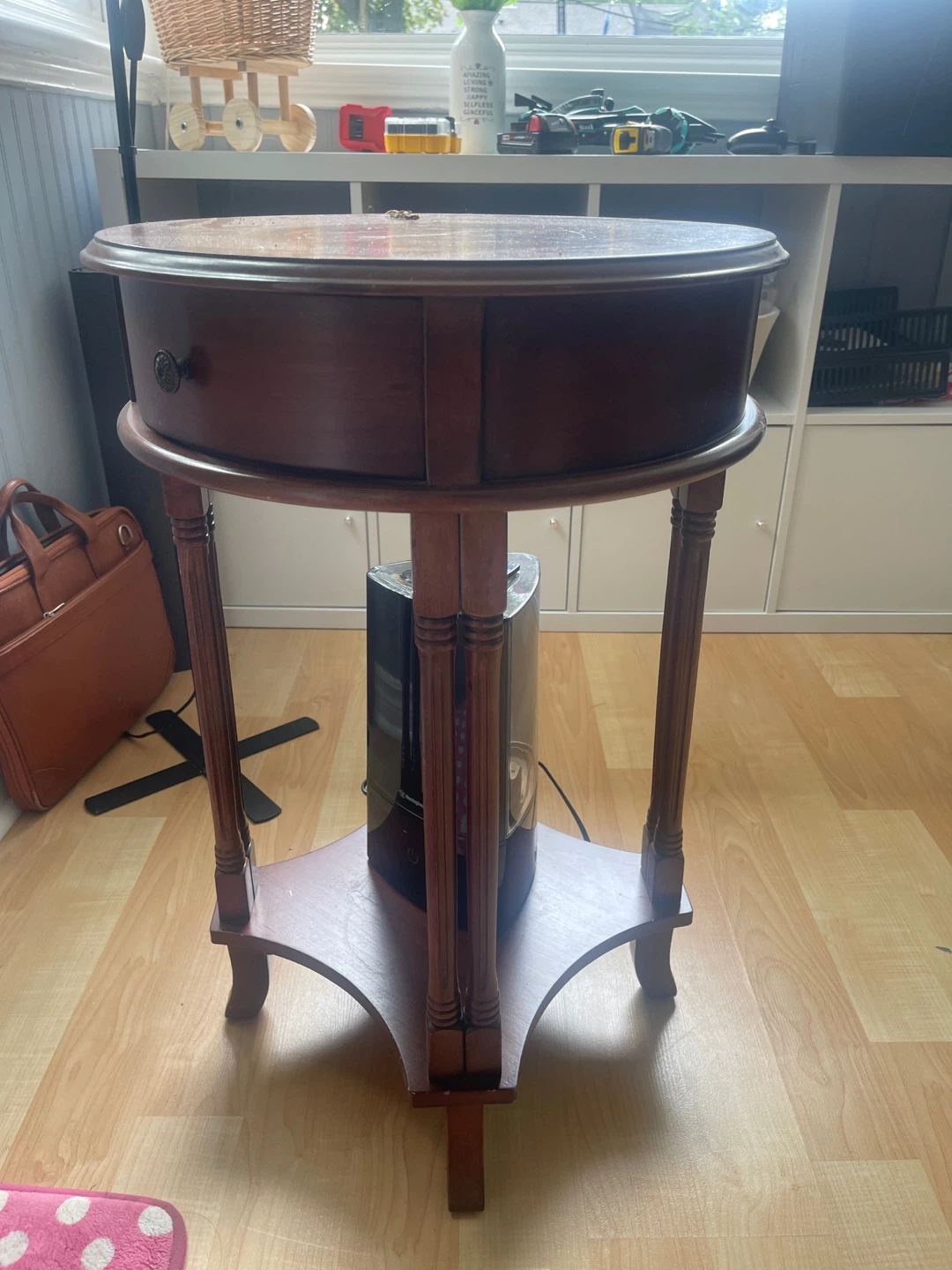 Round Wooden Accent Side Table