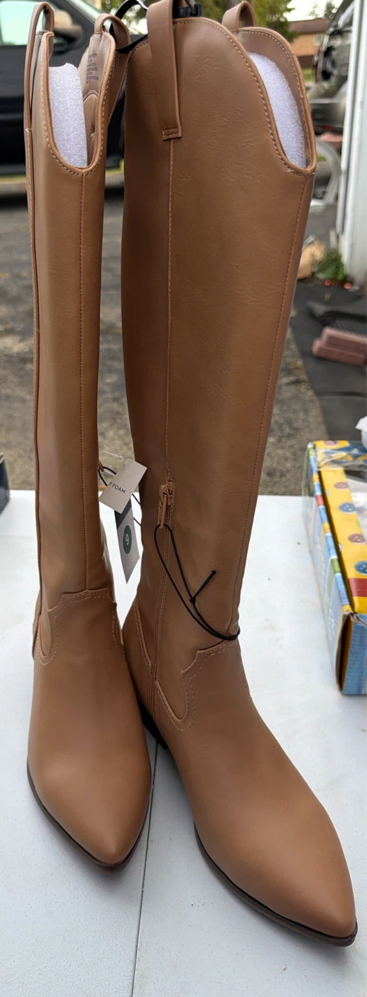 Tan Western-Style Knee-High Boots - Size 9 & 7
