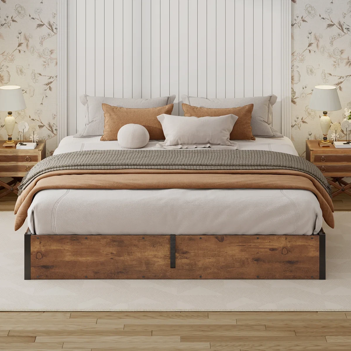 Lift Up platform Double bed base with storage