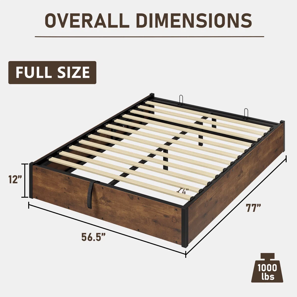 Lift Up platform Double bed base with storage - photo 3