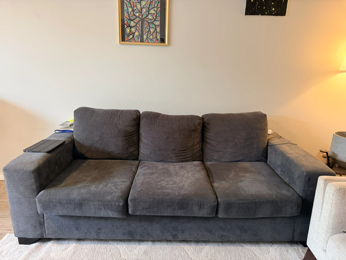 Dark Grey Three-Seater Sofa