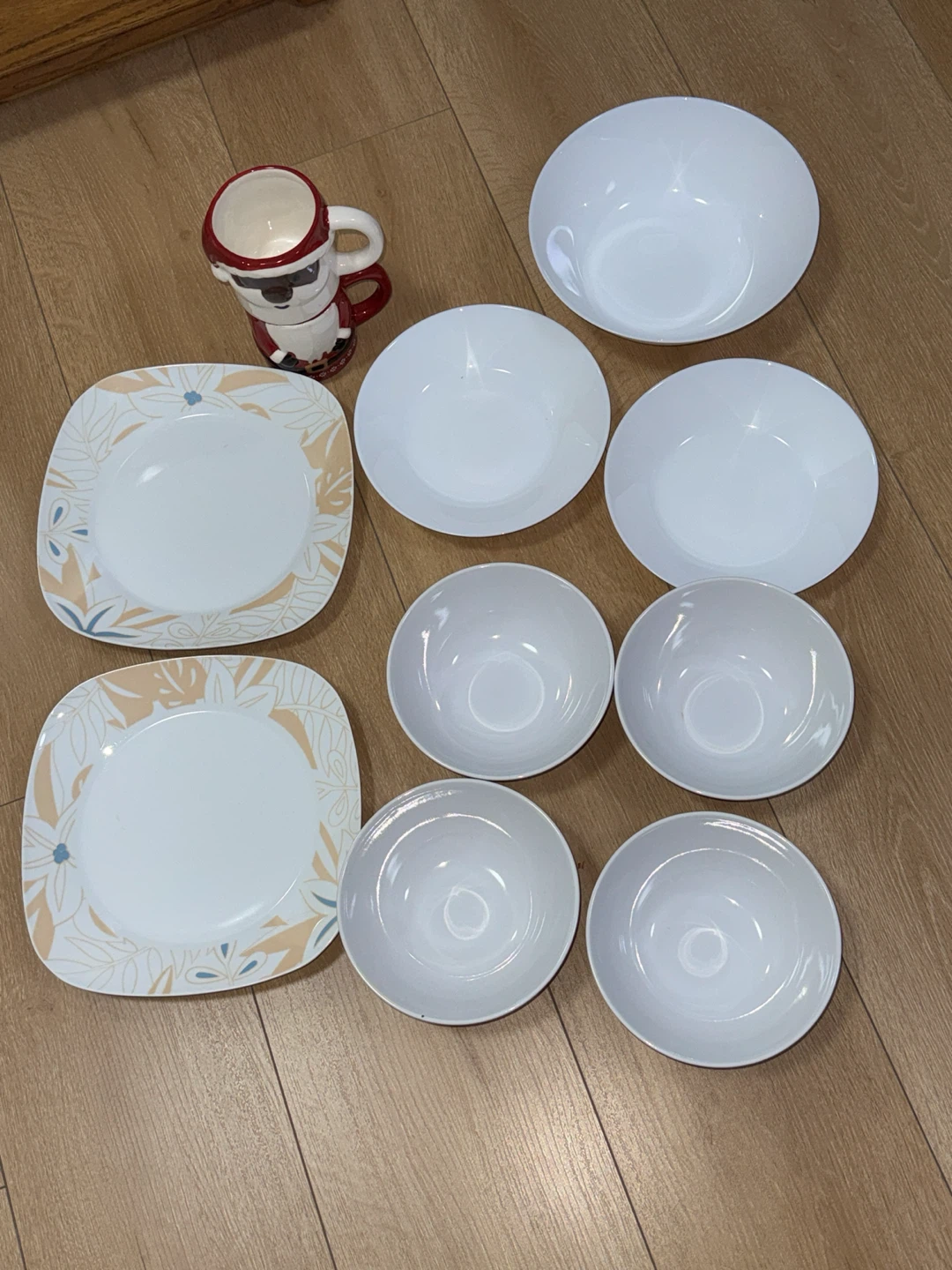 Assorted Dinnerware Set - Plates, Bowls, and Santa Mug