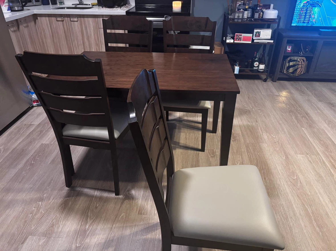 Dark Wood Dining Set with 4 Chairs - photo 3