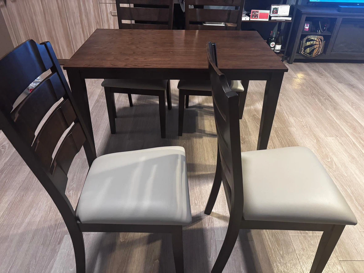 Dark Wood Dining Set with 4 Chairs - photo 4