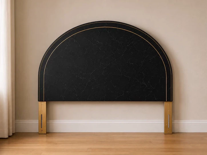 Arched Black Marble Pattern Headboard - photo 3