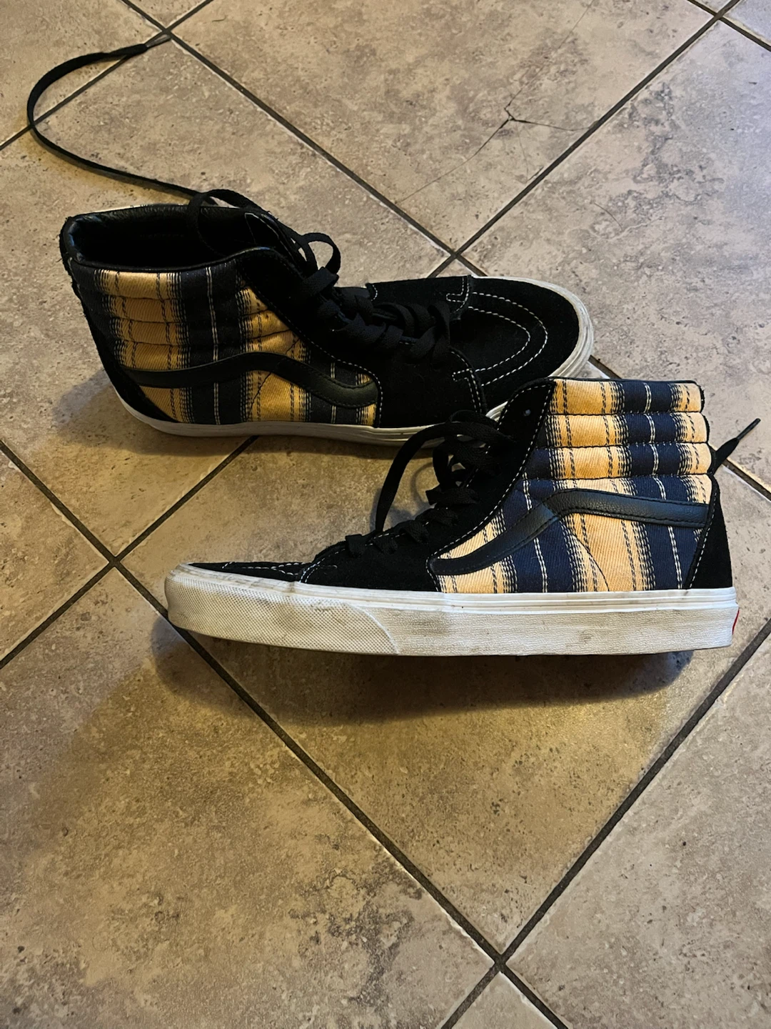 Vans Sk8-Hi Black and Yellow Plaid High Tops - photo 2