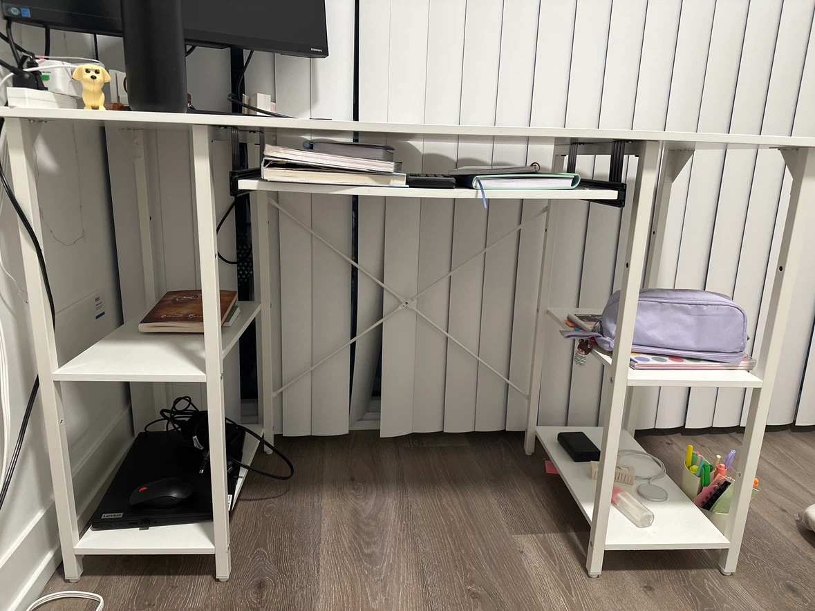 White Computer Desk with Shelves