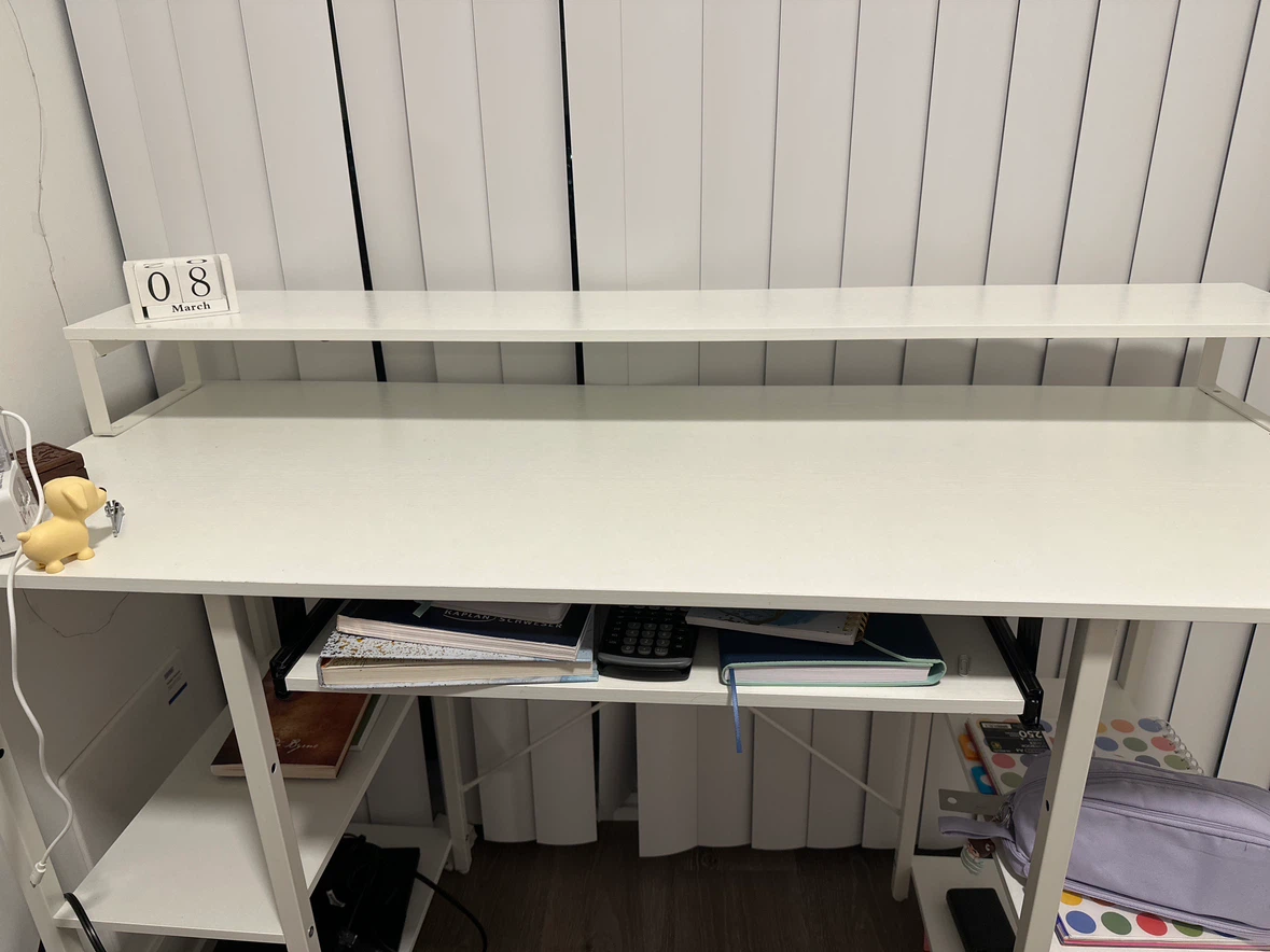 White Computer Desk with Shelves - photo 3