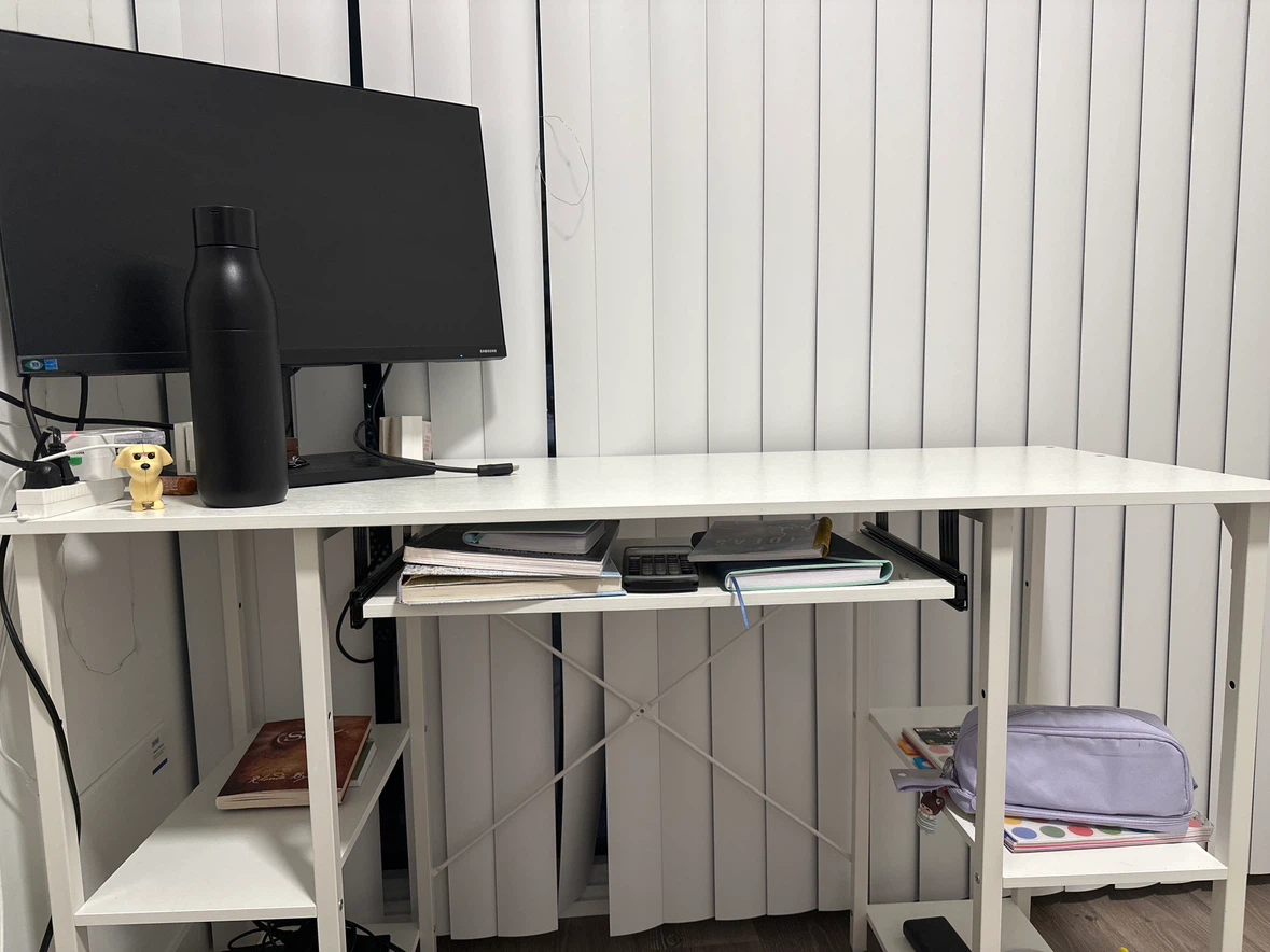White Computer Desk with Shelves - photo 5