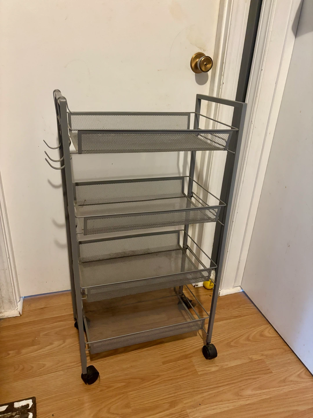 Four-Tier Metal Mesh Rolling Cart