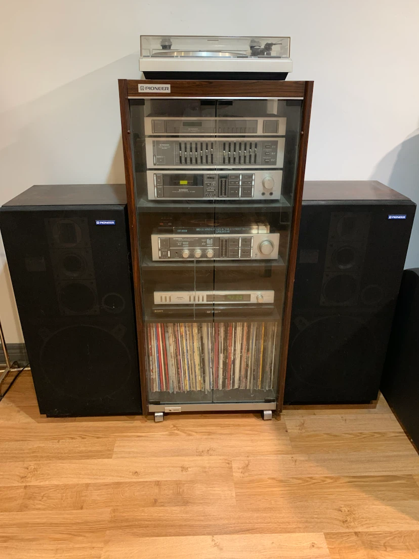 Pioneer Vintage Stereo System with Cabinet and Speakers