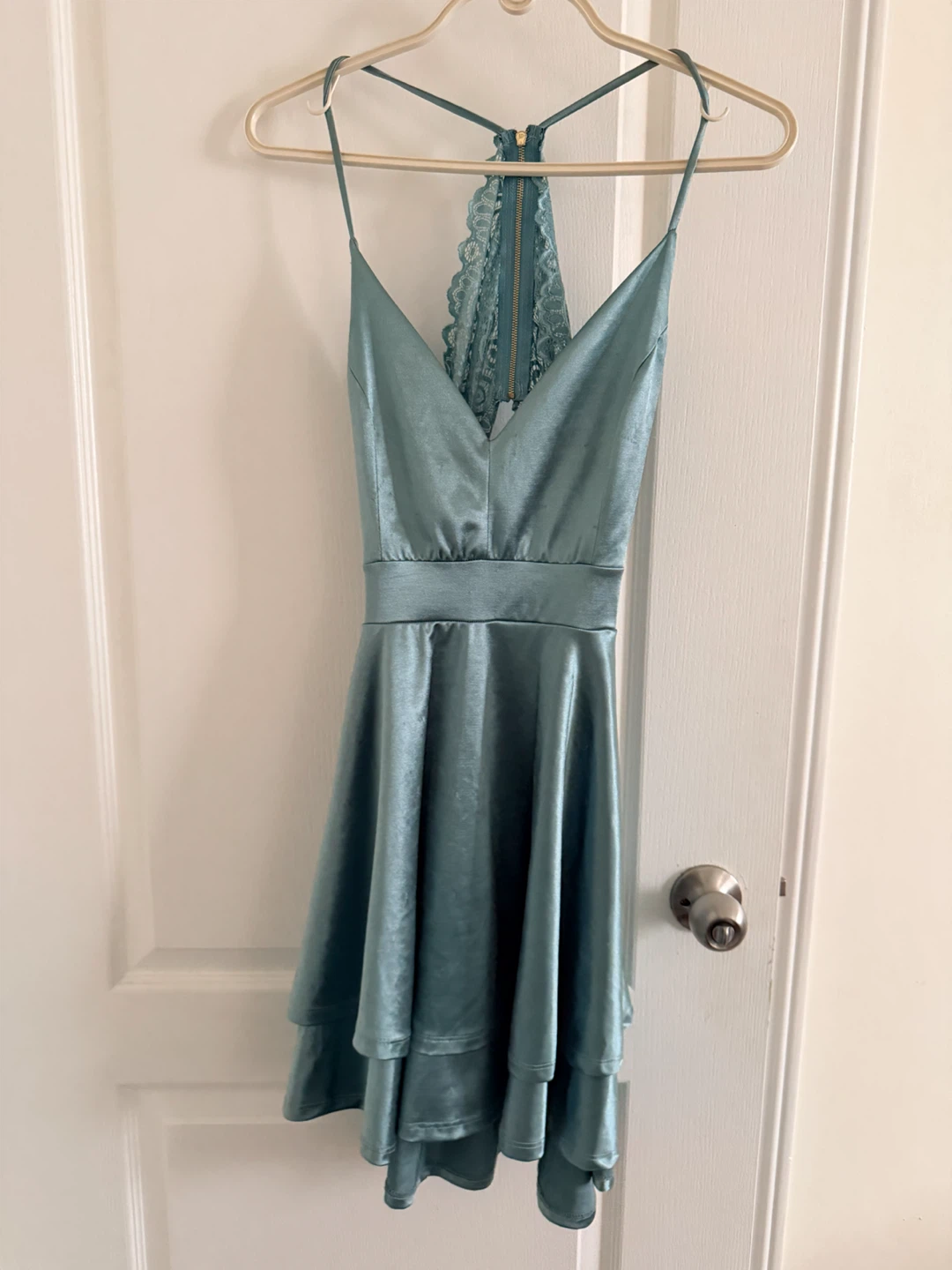 Satin Lace-Back Dress