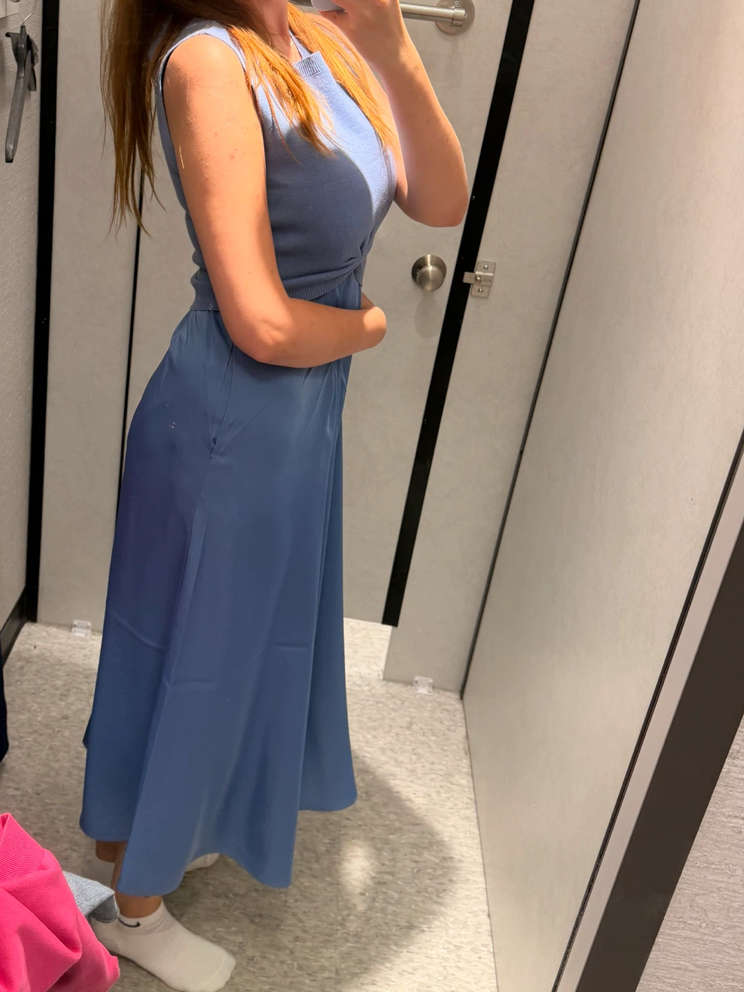 Blue Sleeveless Midi Dress