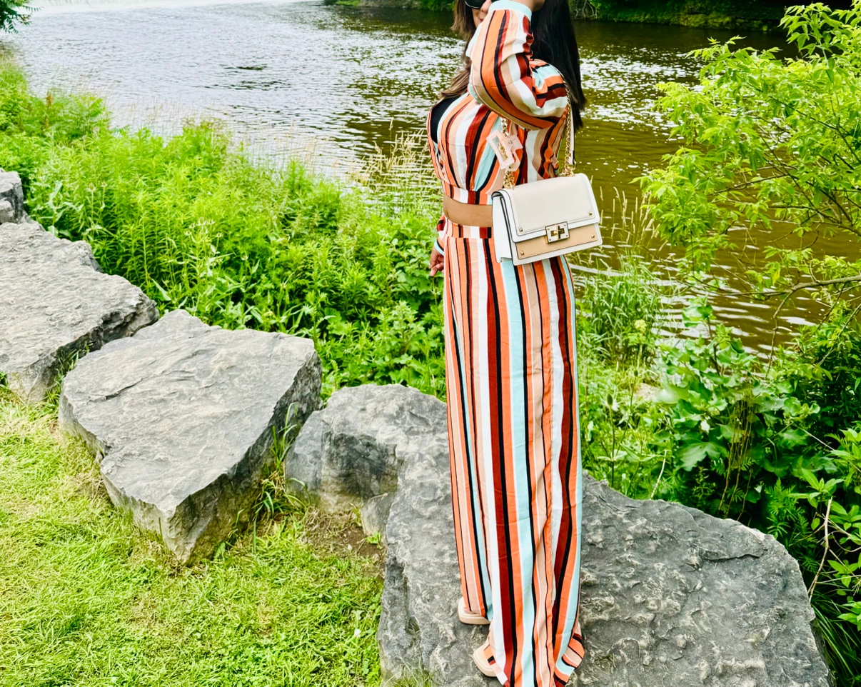 Striped Two-Piece Set, Size M