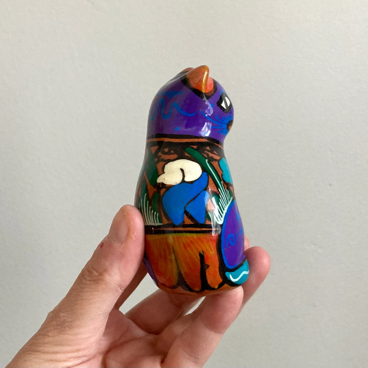 Colourful Little Mexican Hand Painted Cat - photo 2