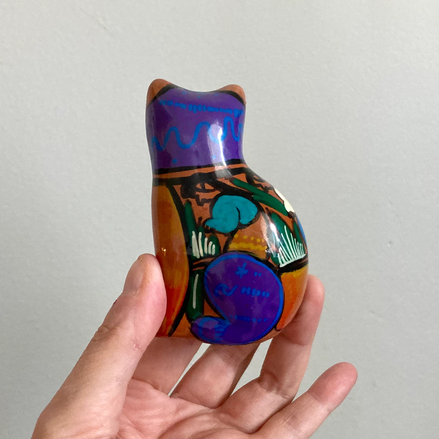 Colourful Little Mexican Hand Painted Cat - photo 3
