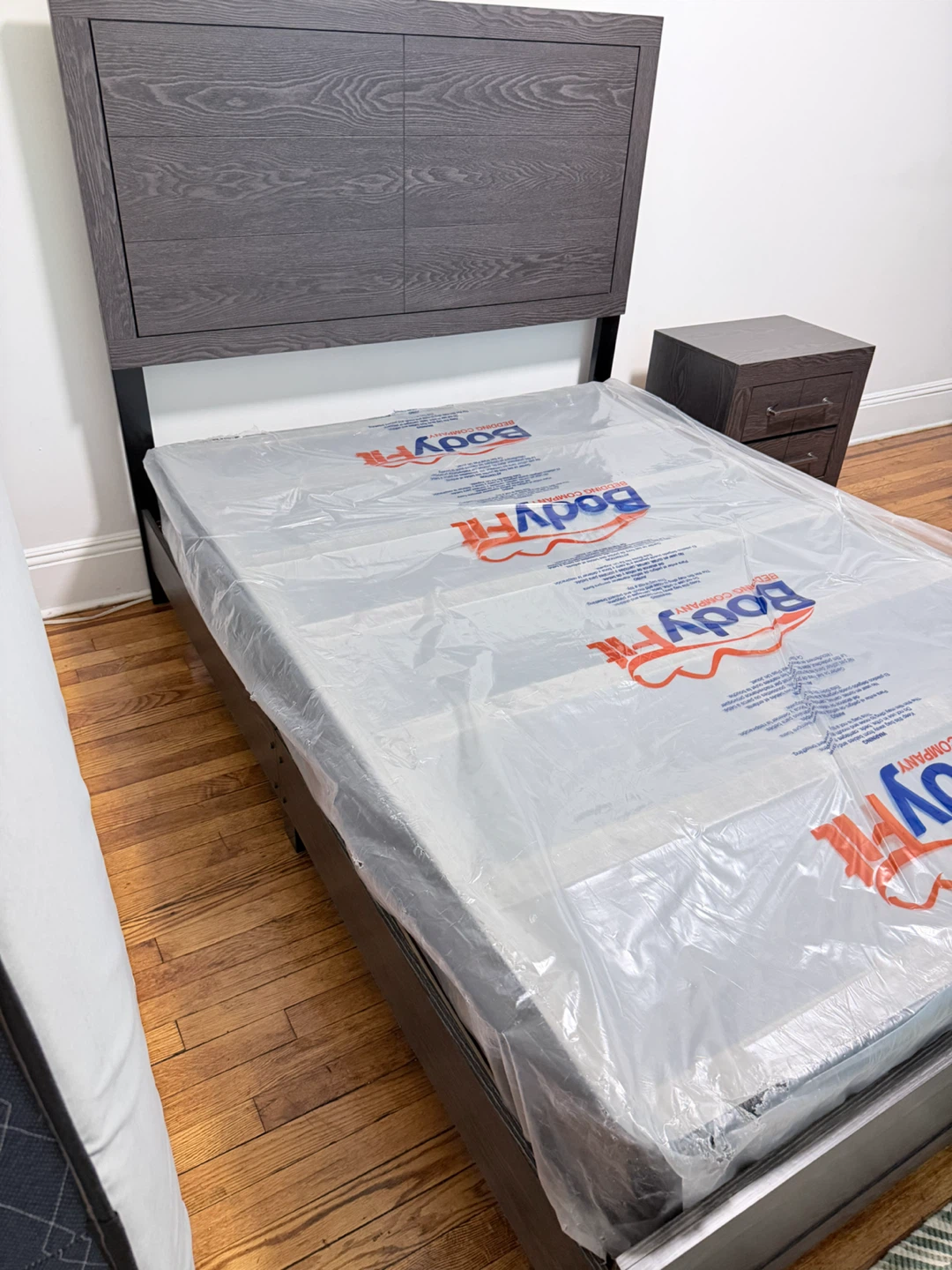Dark Wood Bed Frame with BodyFit Mattress - photo 2