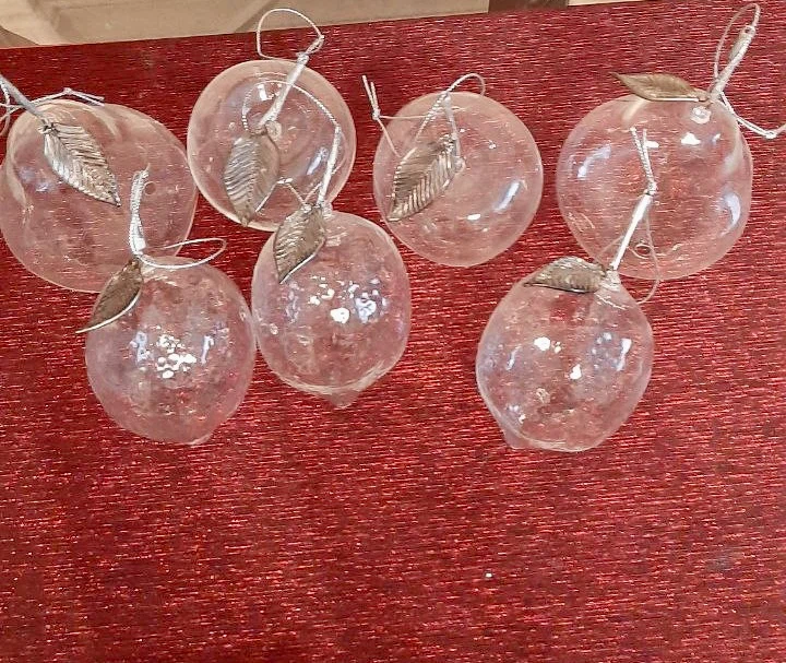 Set of 6 Clear Glass Fruit Christmas Ornaments - photo 2