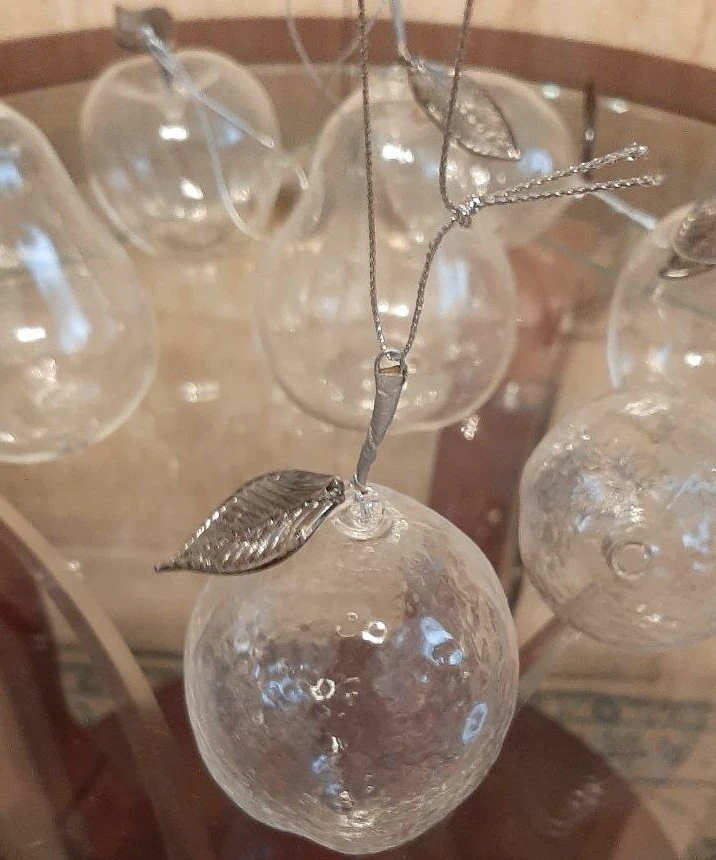 Set of 6 Clear Glass Fruit Christmas Ornaments - photo 3