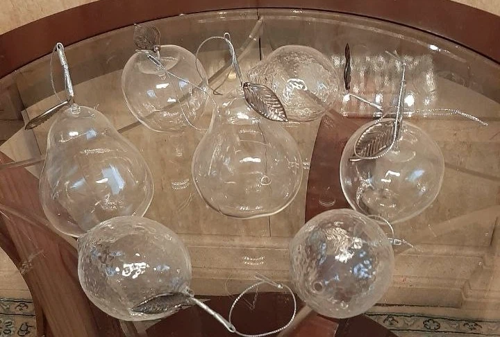 Set of 6 Clear Glass Fruit Christmas Ornaments - photo 4