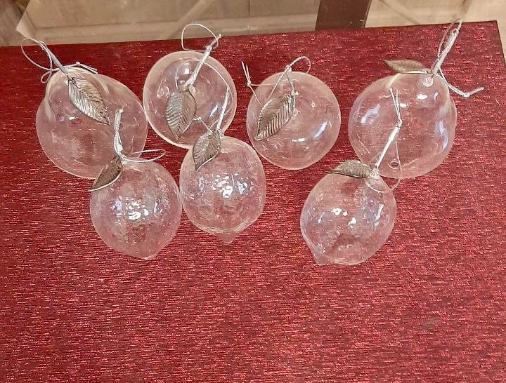 Set of 6 Clear Glass Fruit Christmas Ornaments - photo 5