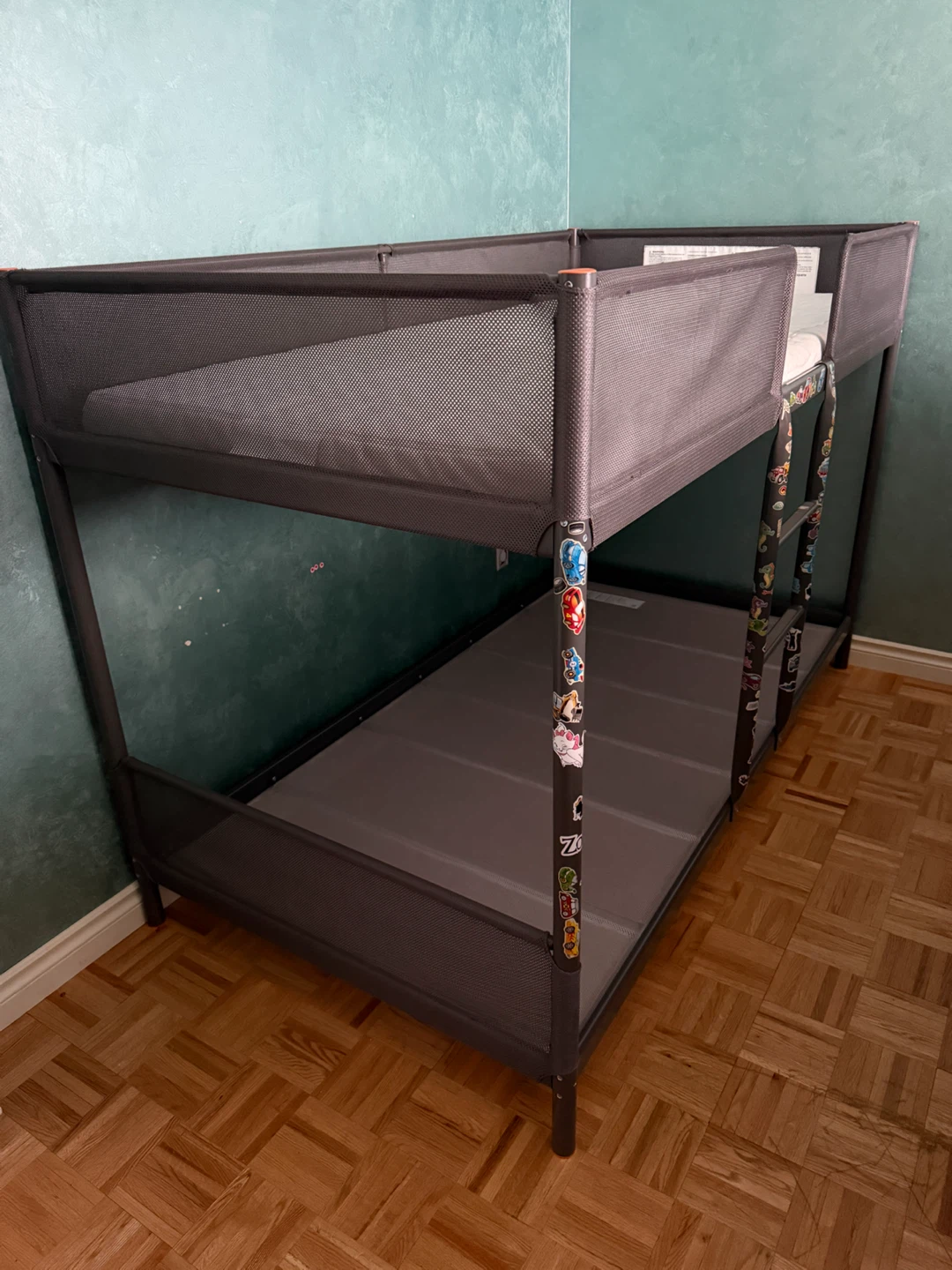 Kids grey bunk bed with mesh sides - photo 3