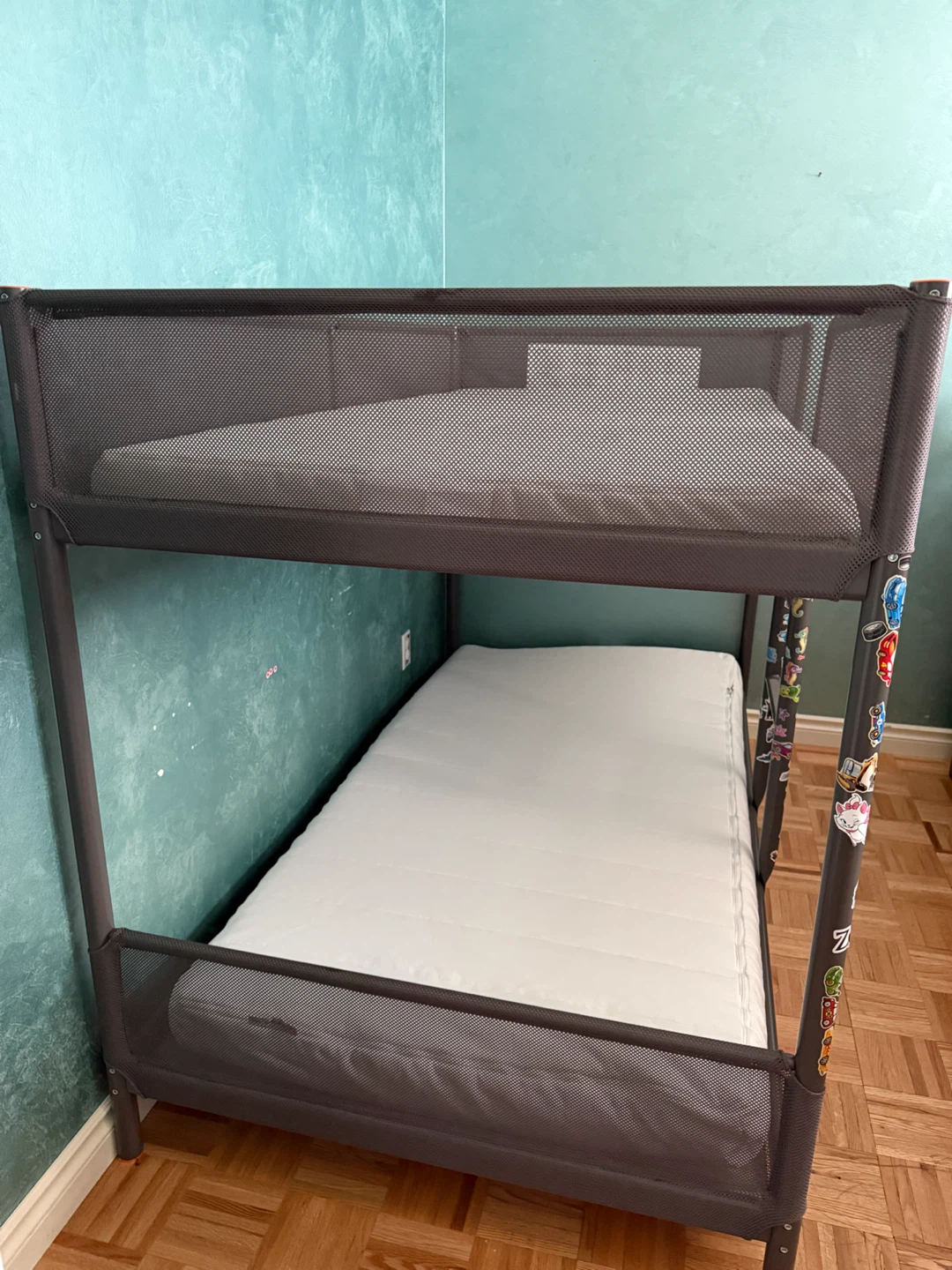 Kids grey bunk bed with mesh sides - photo 4