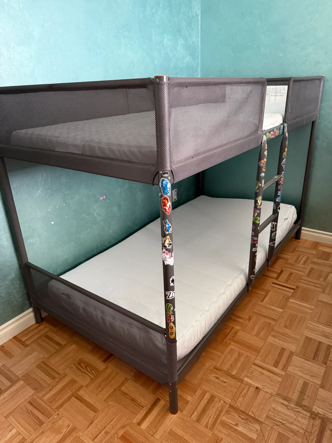 Kids grey bunk bed with mesh sides - photo 5