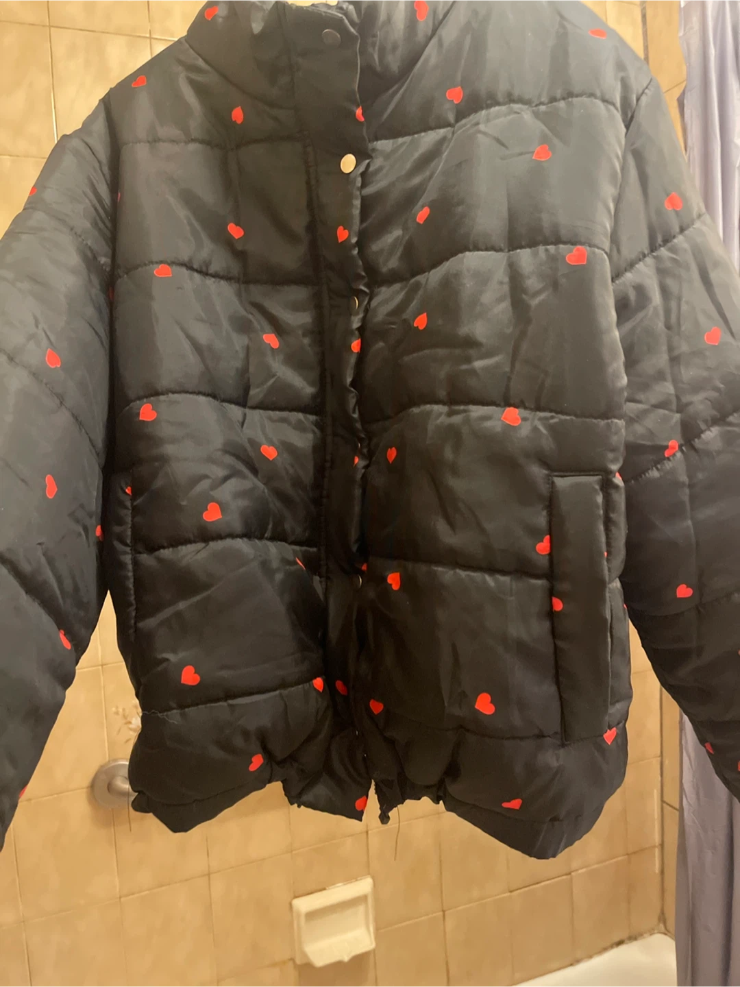 Daisy Street Heart Print Puffer Jacket - photo 4