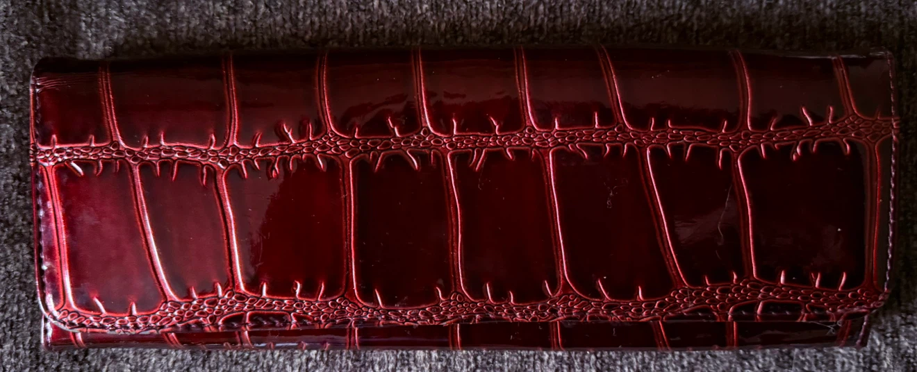 New • Laquered Burgundy Wallet • BIG BUDDAH Santa Barbara