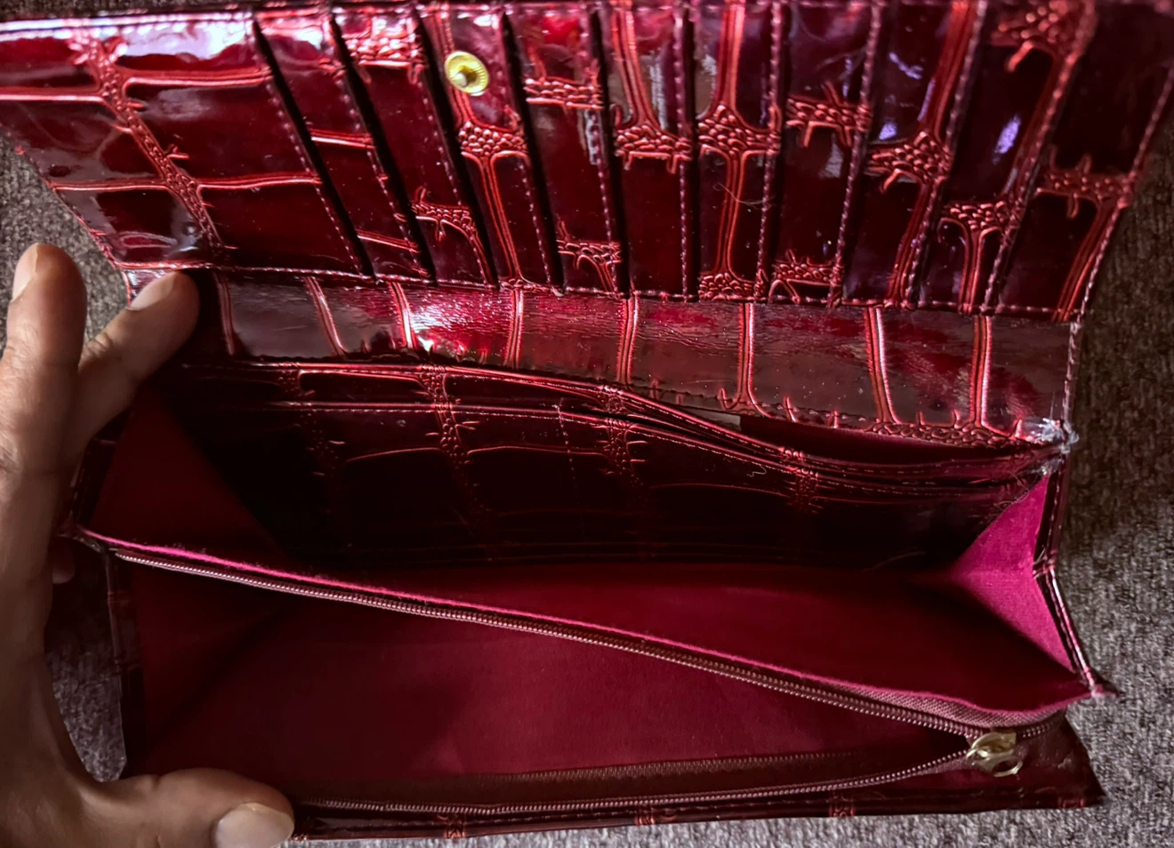 New • Laquered Burgundy Wallet • BIG BUDDAH Santa Barbara - photo 4