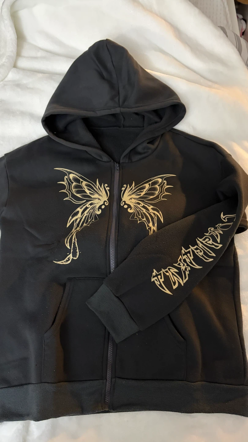 Dark Grey Butterfly Zip-Up Hoodie - photo 2