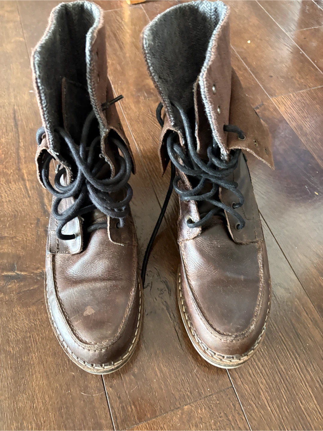 Brown Leather Lace-up Boots Size 44 - photo 4