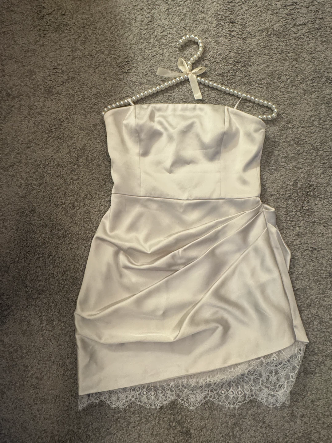 White Satin Strapless Dress