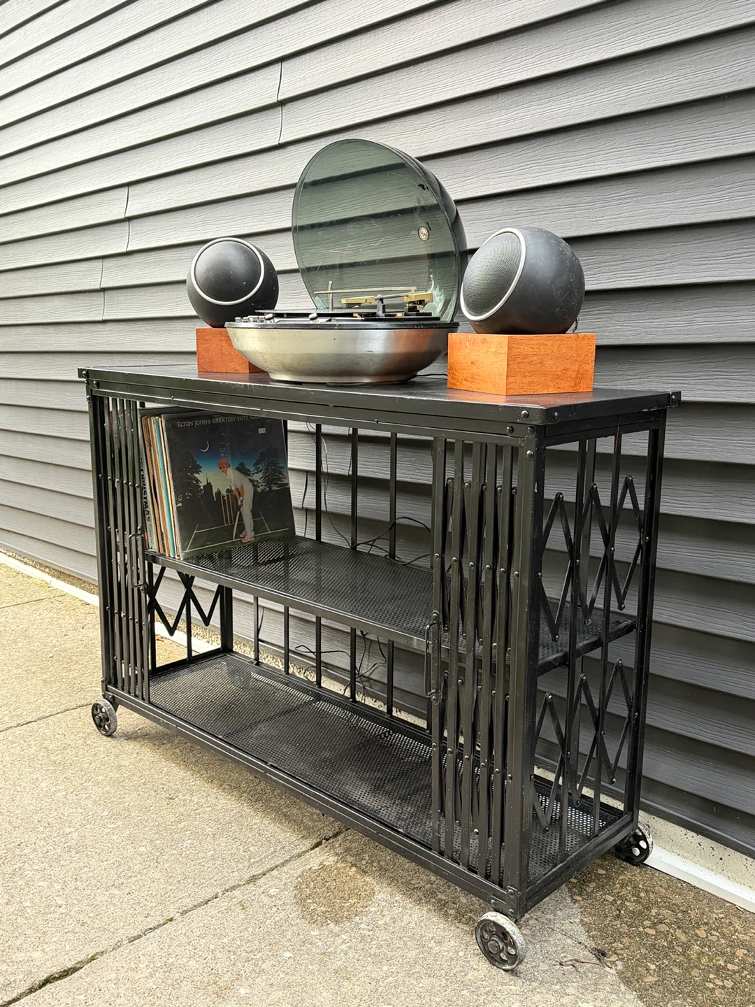 Industrial Metal Vinyl Record Storage Cabinet