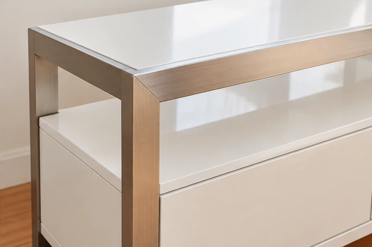 White and Brushed Metal Media Console